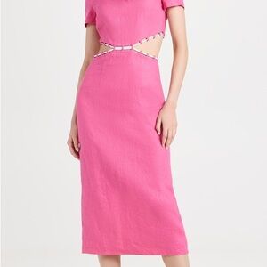 Staud Matteo Cutout Linen Midi Dress